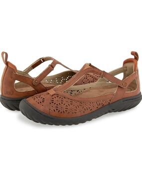 JBU Daffodil leather comfort walking mary jane velcro perforated adjustable 9.5